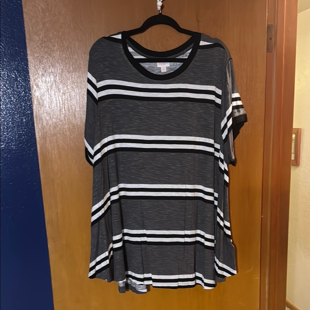 Erika Black and White Striped Women's Tee